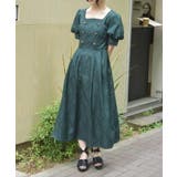 ブルーグリーン | スクエアネックジャガードワンピース | axes femme
