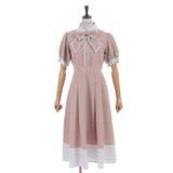 ピンク | ストライプ切替シャツワンピース | axes femme