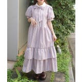ピンク | ストライプ柄ティアードワンピース | axes femme