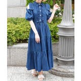 ブルー | リボンショルダーデニムワンピース | axes femme