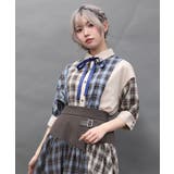 サックス | チェックバイカラーシャツワンピース | axes femme