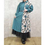 グリーン | スカーフ切替シャツワンピース | axes femme