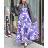 パープル | 蝶々×花柄ジップワンピース | axes femme