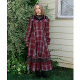 ワイン | タータンチェック肩開ワンピース | axes femme