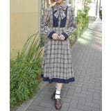 ベージュ | チェック切替シャツワンピース | axes femme