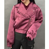 ワイン | レースアップライダースジャケット | axes femme