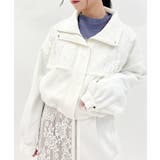 白 | レース切替ショートブルゾン | axes femme