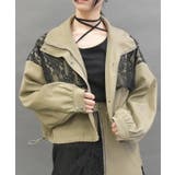 ベージュ | レース切替ショートブルゾン | axes femme