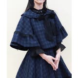 ブルー | レース重ねリボンタイ付ケープ | axes femme