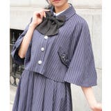 紺 | バイカラーリボン付きケープ | axes femme