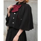 黒 | バイカラーリボン付きケープ | axes femme