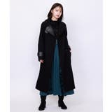 黒 | 異素材切替ロングコート | axes femme