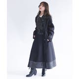 黒 | チェーン付異素材切替コート | axes femme