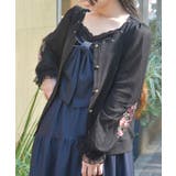 黒 | ローズ刺繍カットカーディガン | axes femme