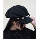 黒 | パーツ×リボン付キャスケット | axes femme