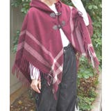 ワイン | サイドラインチェックポンチョ | axes femme