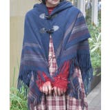 紺 | サイドラインチェックポンチョ | axes femme