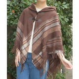 Dブラウン | サイドラインチェックポンチョ | axes femme