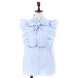 サックス | チュールフリルノースリブラウス | axes femme
