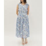 ブルー | フラワー×タイル柄楊柳ワンピース | axes femme