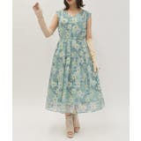 グリーン | フラワー×タイル柄楊柳ワンピース | axes femme