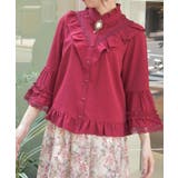 ワイン | 姫袖風フレア袖ブラウス | axes femme