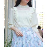 生成り | レース×シフォン七分袖ブラウス | axes femme