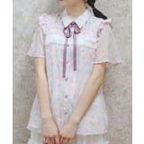 ピンク | 花柄フリルシアーブラウス | axes femme