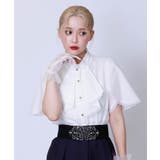 白 | 綿混ラッフルフリルブラウス | axes femme