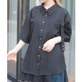 黒 | タブデザインロングシャツ | axes femme