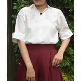 白 | フラワー刺繍スキッパーシャツ | axes femme
