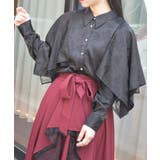 黒 | ケープ風フレアジャガードブラウス | axes femme