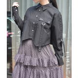 黒 | ハトメ×タブショートシャツ | axes femme