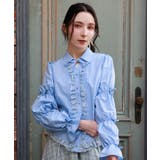 ブルー | シャーリングスリーブブラウス | axes femme