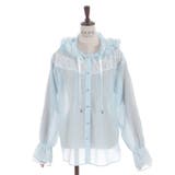 サックス | フリルフードシアーシャツ | axes femme