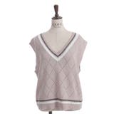 ダイヤ柄チルデンニットベスト | axes femme | 詳細画像27 