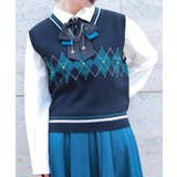 黒 | パール付アーガイルベスト | axes femme