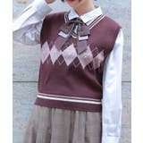 Ｄブラウン | パール付アーガイルベスト | axes femme