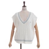 刺繍入りチルデンニットベスト | axes femme | 詳細画像16 