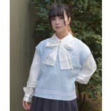 刺繍入りチルデンニットベスト | axes femme | 詳細画像9 