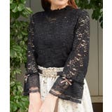 黒 | 袖デザイン総レース七分袖プルオーバー | axes femme