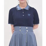 刺繍入り配色襟ニットポロ | axes femme | 詳細画像1