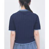 刺繍入り配色襟ニットポロ | axes femme | 詳細画像3