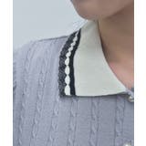 刺繍入り配色襟ニットポロ | axes femme | 詳細画像6