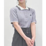 グレー | 刺繍入り配色襟ニットポロ | axes femme
