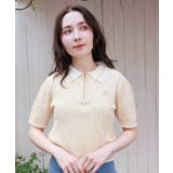 イエロー | 刺繍入りジップニットポロ | axes femme