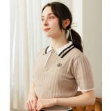 グレージュ | 刺繍入りジップニットポロ | axes femme