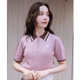 ピンク | 刺繍入りジップニットポロ | axes femme