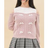 ピンク | メニーリボン肩あきニットプルオーバー | axes femme