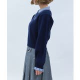 ＰＱ刺繍バイカラーポロニット | axes femme | 詳細画像2 